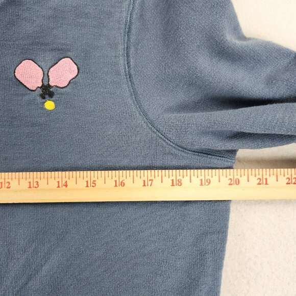 LL Bean Jacket Womens Medium Blue Full Zip Pickleball Hoodie Organic Cotton - Picture 4 of 12